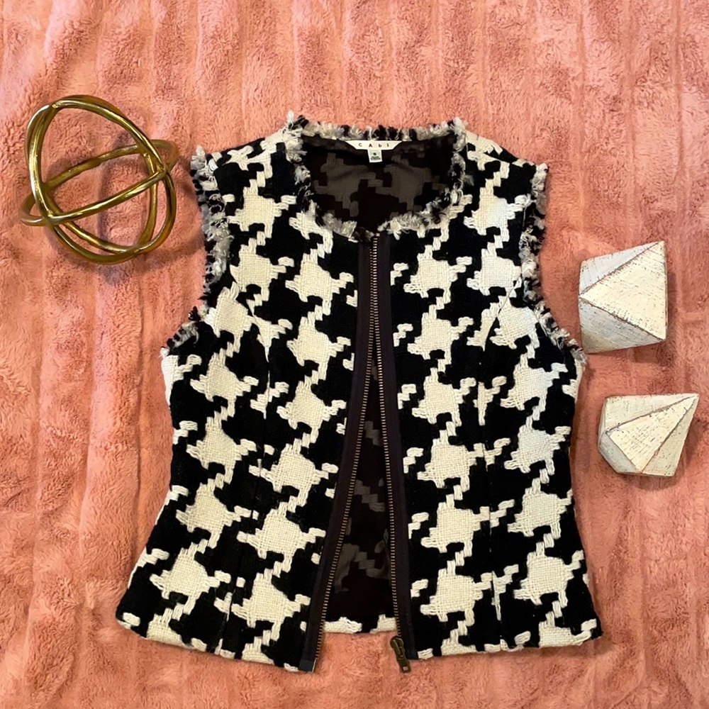 Black and white houndstooth CAbi vest